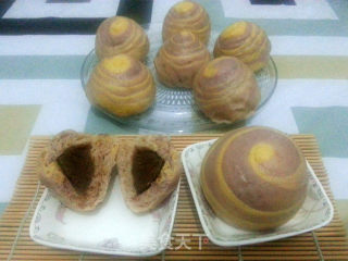 Purple Sweet Potato Pumpkin Two-color Bean Paste Bun recipe