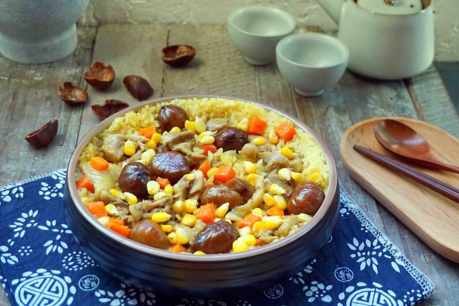 Chestnut Curry Chicken Steamed Rice recipe