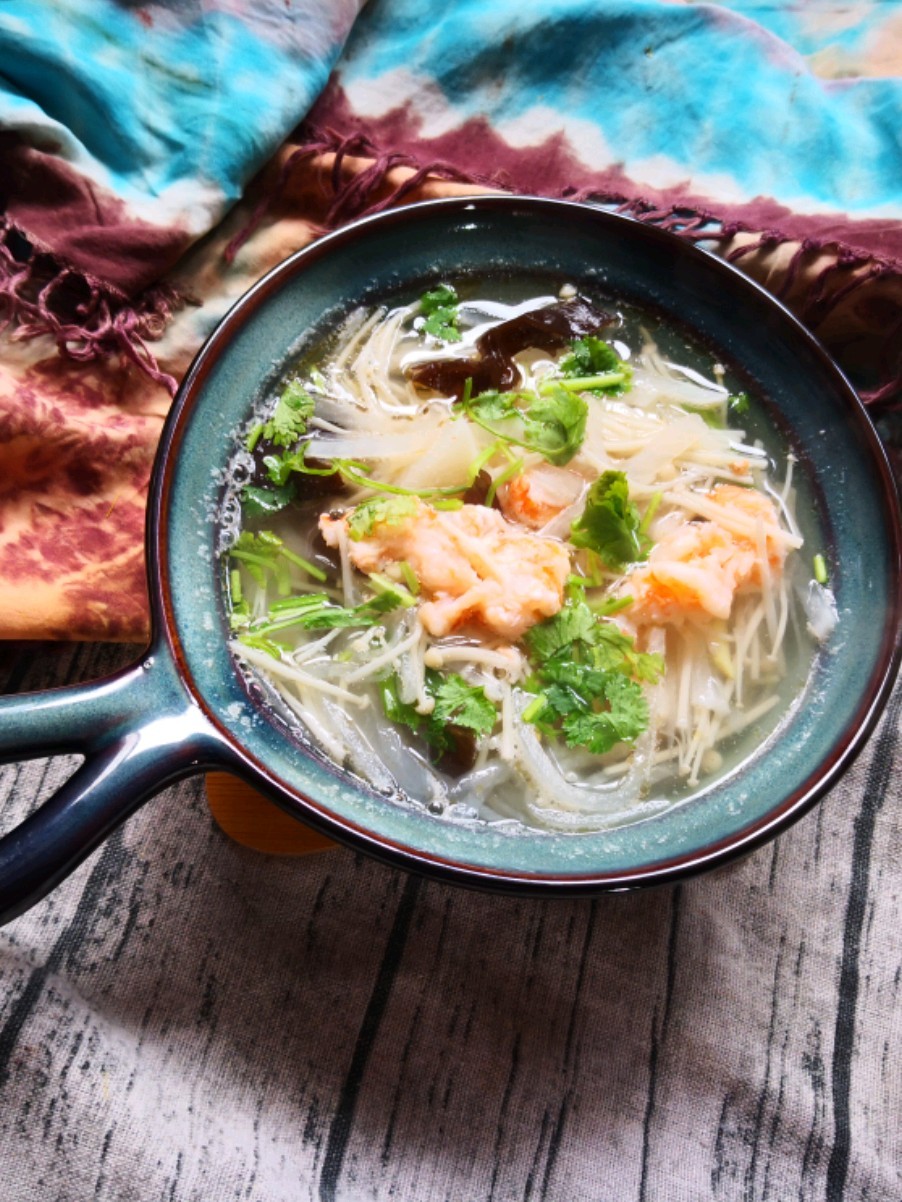 Enoki Mushroom and Shrimp Soup recipe