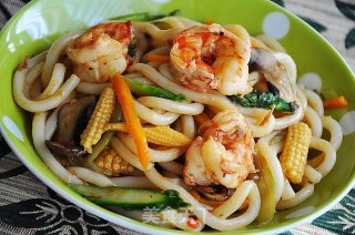 Fried Seafood Udon Noodles with Xo Sauce recipe