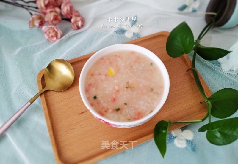 Corn Carrot Porridge with Minced Meat recipe