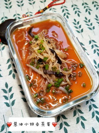 Whitebait Steamed Egg with Scallion Oil recipe