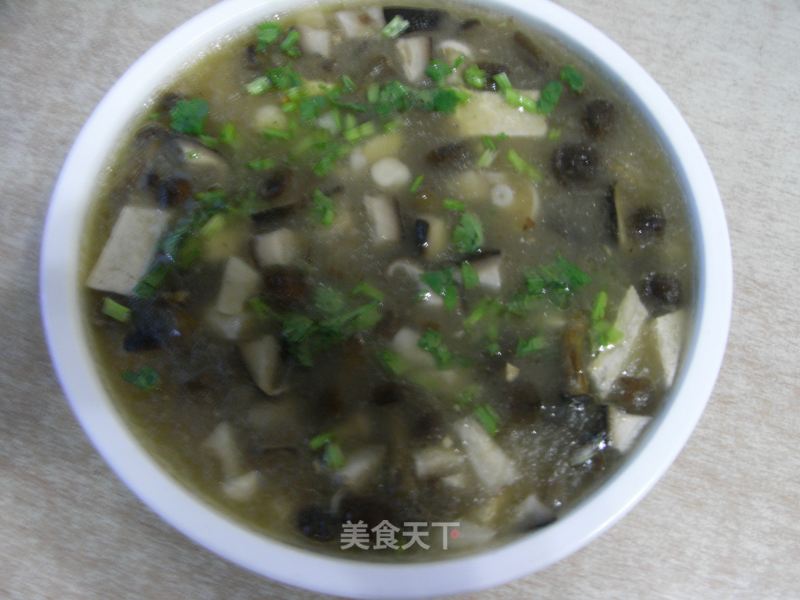 Hot and Sour Three Mushroom Tofu Soup recipe