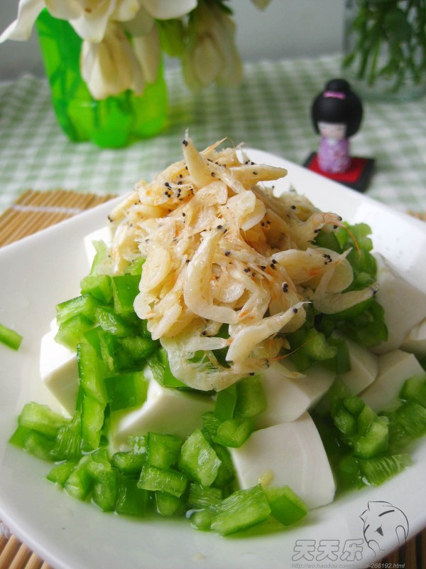 Green Pepper and Shrimp Skin Mixed with Tofu recipe