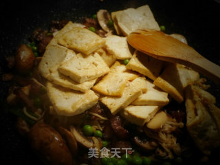 Braised Tofu with Assorted Mushrooms and Bacon recipe