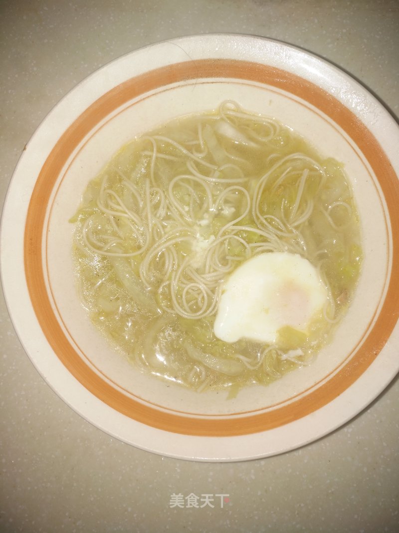 Cabbage Poached Egg White Noodle Soup recipe