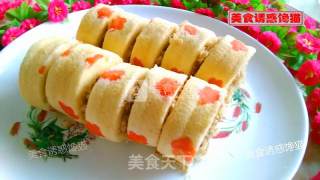 Pork Floss Purple Sweet Potato Cake Roll recipe