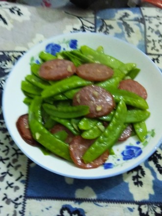 Stir-fried Snow Peas with Sausage recipe