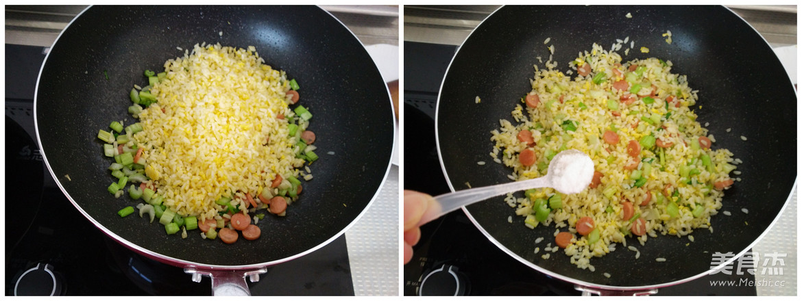 Celery Ham and Egg Fried Rice recipe