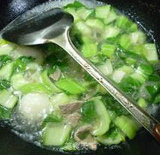 Green Vegetable Tenderloin and Glutinous Rice Cakes recipe