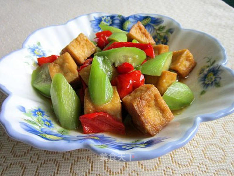 Loofah Fried Tofu recipe