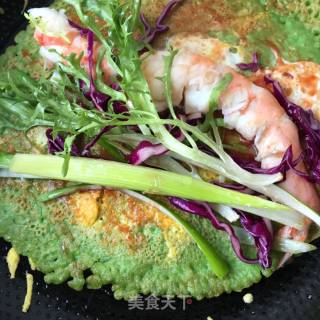 Jade Pancakes, Shrimp and Seasonal Vegetable Rolls recipe