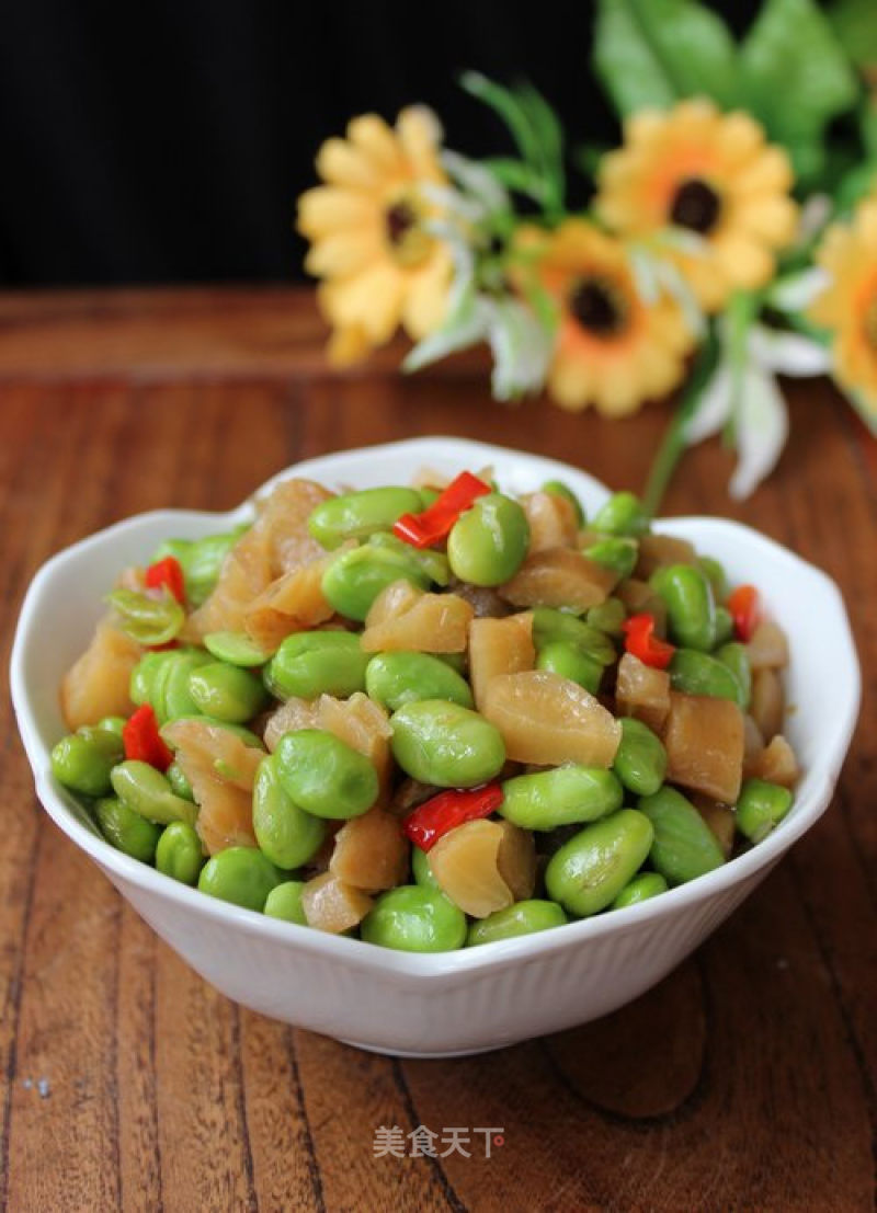 Fried Edamame with Dried Radish recipe