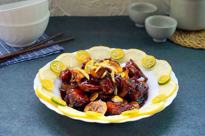 Braised Pork Ribs with Lime and Orange recipe
