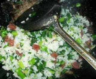 Fried Rice with Chinese Sausage and Rape recipe
