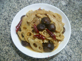 Stir-fried Lotus Root with Mushrooms and Soy Protein recipe