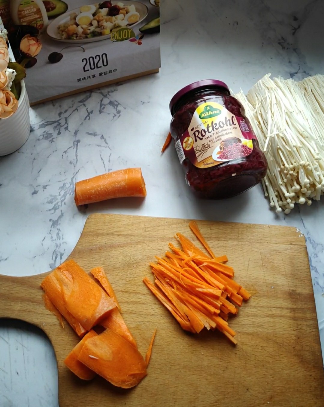 Pickled Red Cabbage Enoki Mushroom recipe