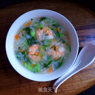 Shrimp Congee with Carrots and Greens recipe