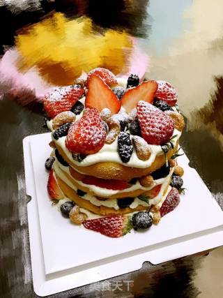 European and American Vanilla Cream Naked Cake (strawberry Blueberry Fruit Cake) recipe