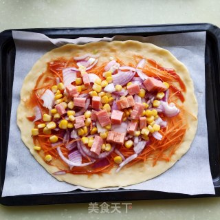 Ham and Vegetable Pizza recipe