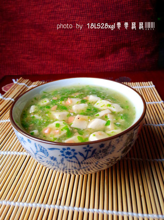 Green Vegetable Ham Tofu Soup