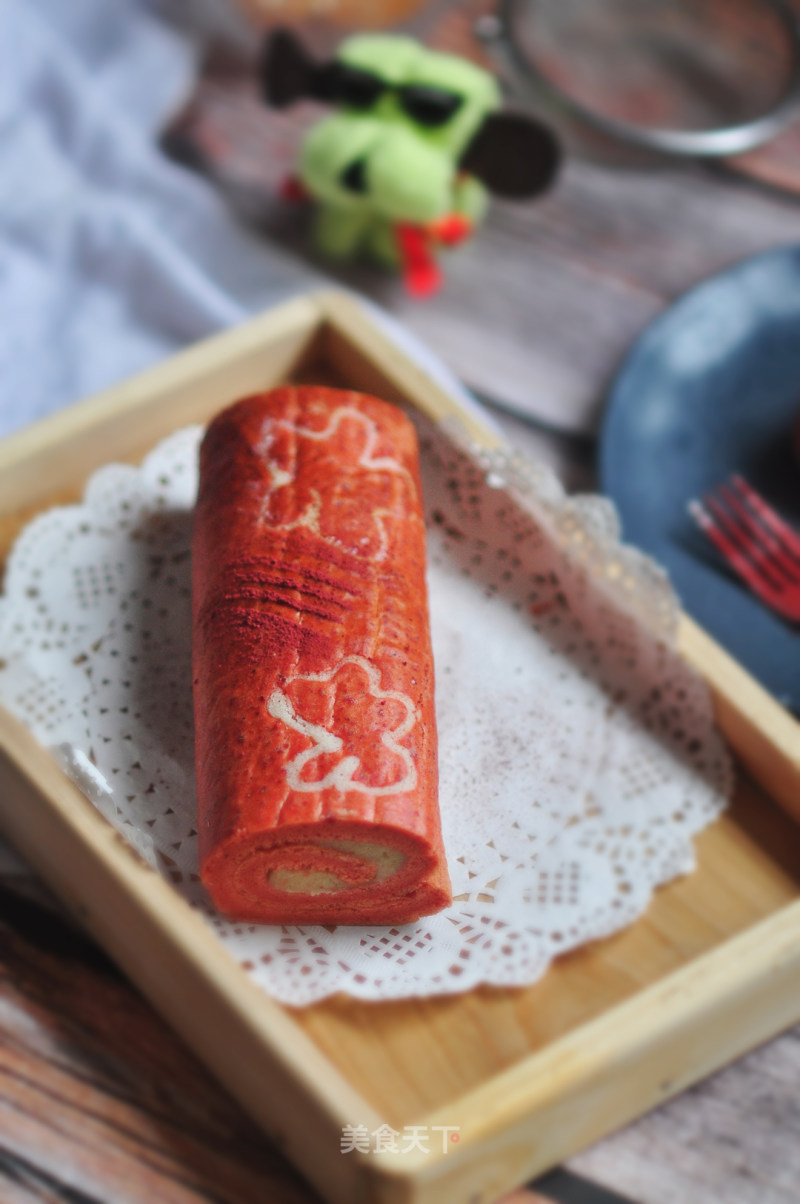 Red Velvet Hand-painted Cake Roll recipe