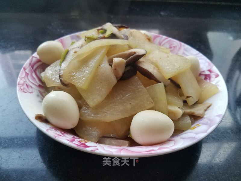 Braised Quail Eggs with Winter Melon and Mushrooms