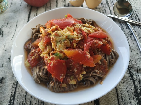 #试做网红美食# Tomato Egg Soba Cold Noodles recipe