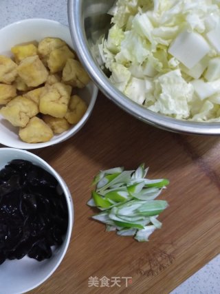 Stir-fried Tofu with Cabbage Fungus recipe