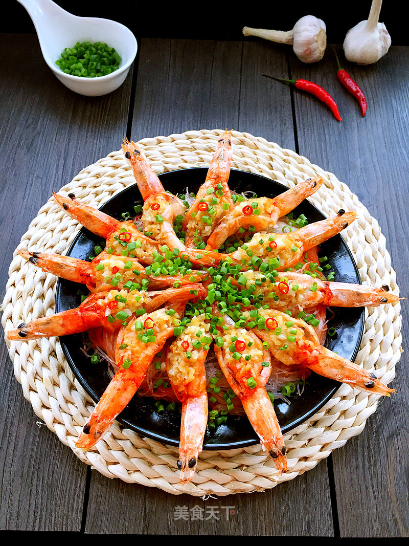 Steamed Shrimp with Golden Silver Garlic Vermicelli recipe