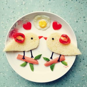 Creative Cartoon Breakfast (love Birds) recipe