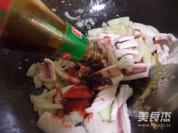 Fried Squid with Colored Pepper recipe