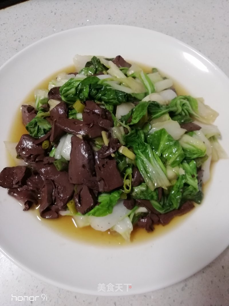 Stir-fried Duck Blood with Vegetables recipe