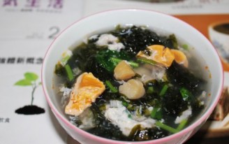 Salted Egg Scallop Seaweed Soup