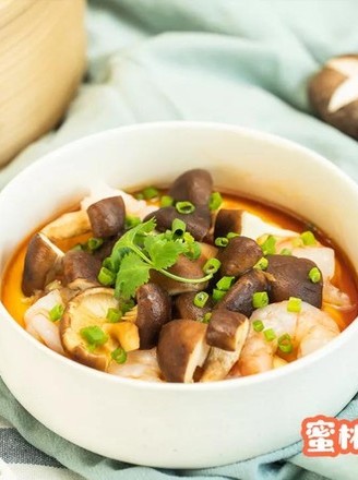 Steamed Egg with Shrimp and Mushroom recipe