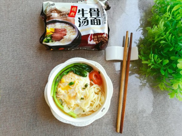 #中卓牛骨汤面#tomatoes, Eggs and Beef Bone Soup Noodles recipe