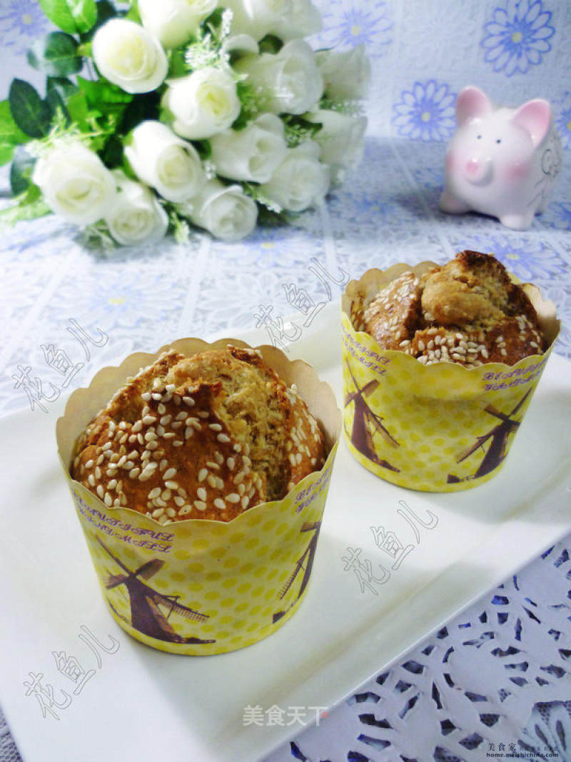 White Sesame Meat Floss Muffin recipe