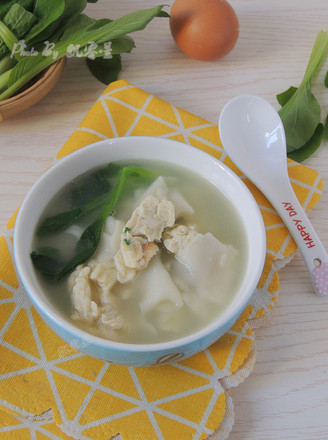 Green Vegetable Egg Noodle Soup (dumpling Skin Version) recipe