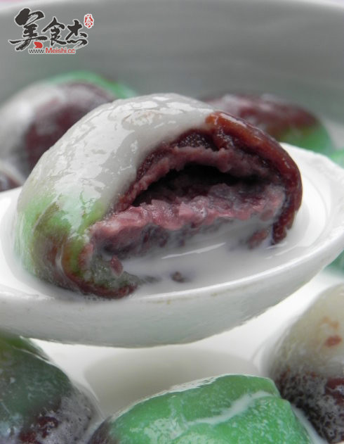 Three-color Agate and Red Bean Paste Glutinous Rice Balls recipe