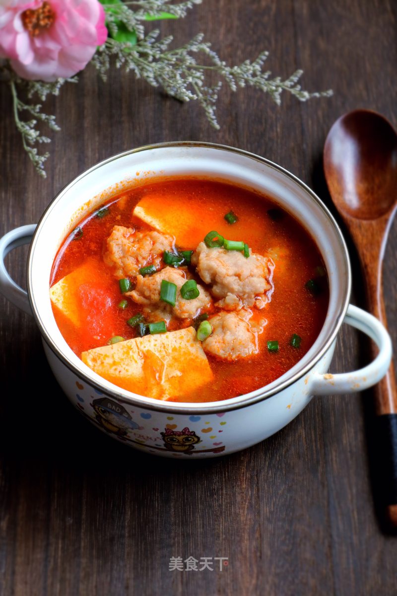 Tomato Meatball Tofu Soup recipe