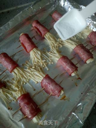 Roasted Bacon and Enoki Mushroom Roll recipe