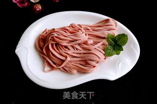 Hand-made Noodles with Red Amaranth recipe