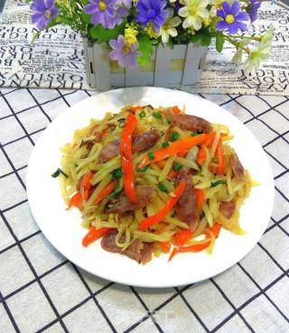 Stir-fried Sausage with Shredded Radish recipe
