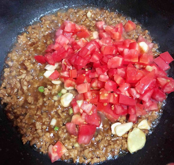 Double Eggplant Minced Pork Noodles recipe