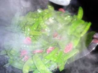 Crisp and Green --- Fried Sausage with Snow Peas recipe