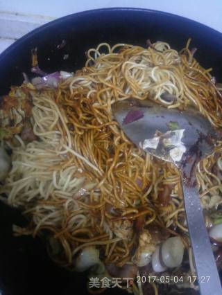 Fried Noodles with Sausage recipe