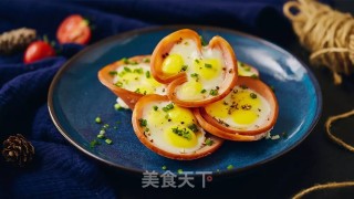 Steamed Quail Eggs with Ham recipe