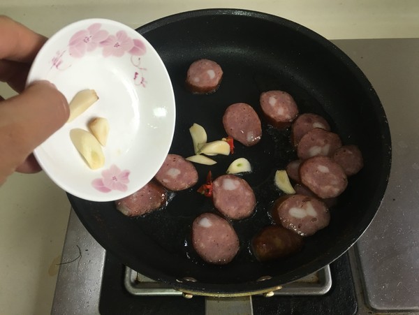 Stir-fried Cabbage with Red Sausage recipe