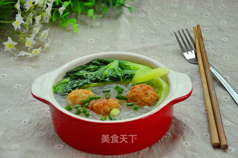 Vegetables, Vermicelli and Meatball Soup recipe