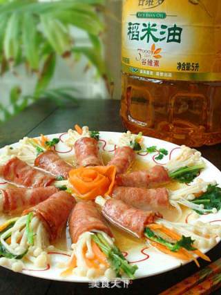 [arowana Rice Oil 5l] One of The Trial Reports, Enoki Mushroom and Bacon Roll recipe